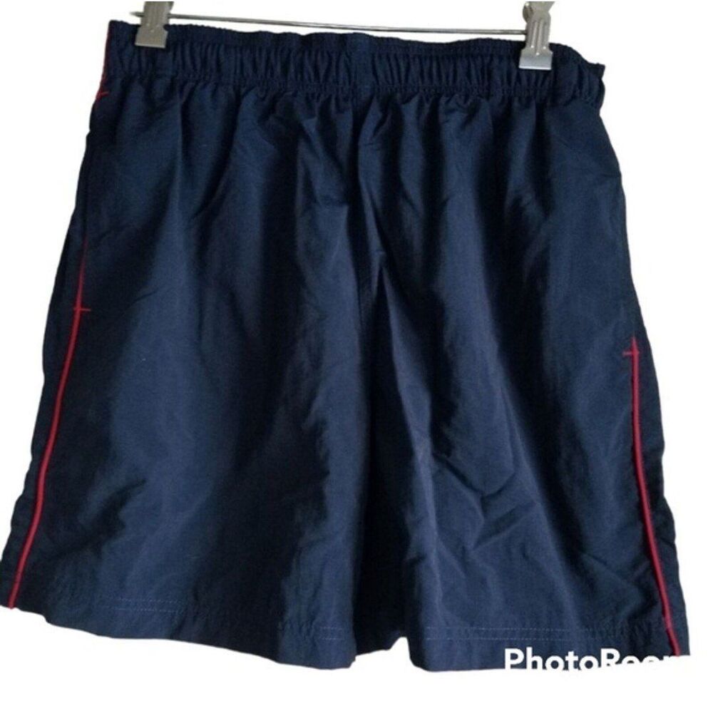 Cheetah Dark Blue Men's Swim Trunks with Red Trim Size Medium